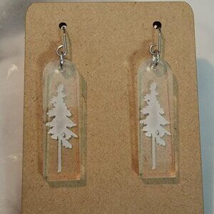 Clear Pine Tree Acrylic Drop Earrings